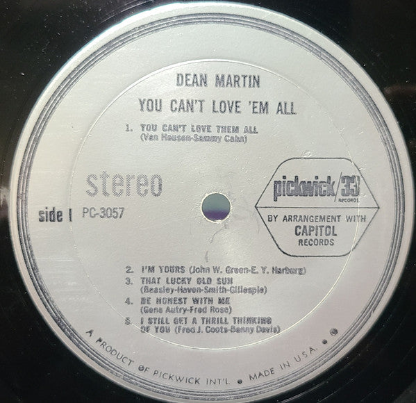 Dean Martin : You Can't Love 'Em All (LP, Comp)