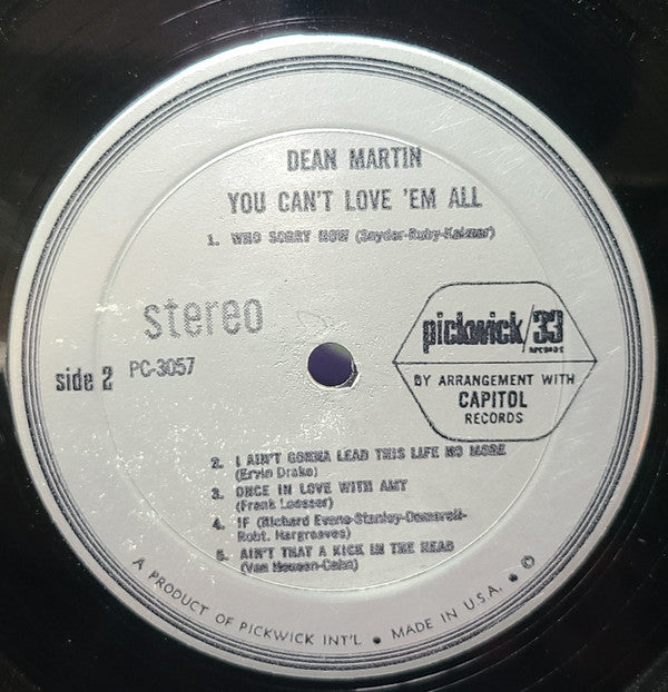 Dean Martin : You Can't Love 'Em All (LP, Comp)