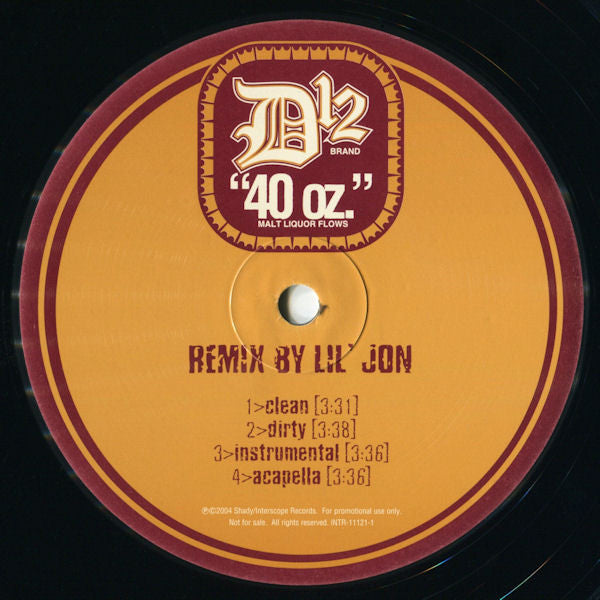 D12 : "40 Oz." (Remix) (12", Promo)