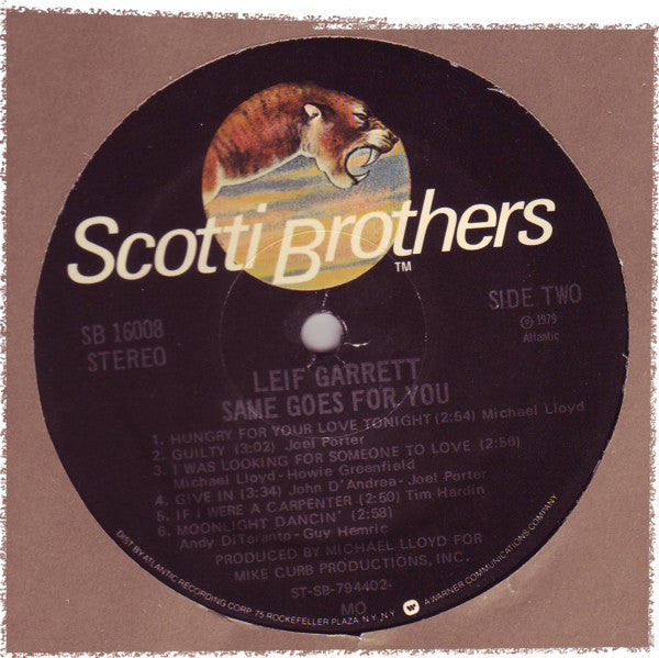 Leif Garrett : Same Goes For You (LP, Album, MO )