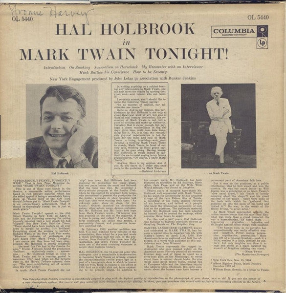 Hal Holbrook : Mark Twain Tonight (LP, Mono)