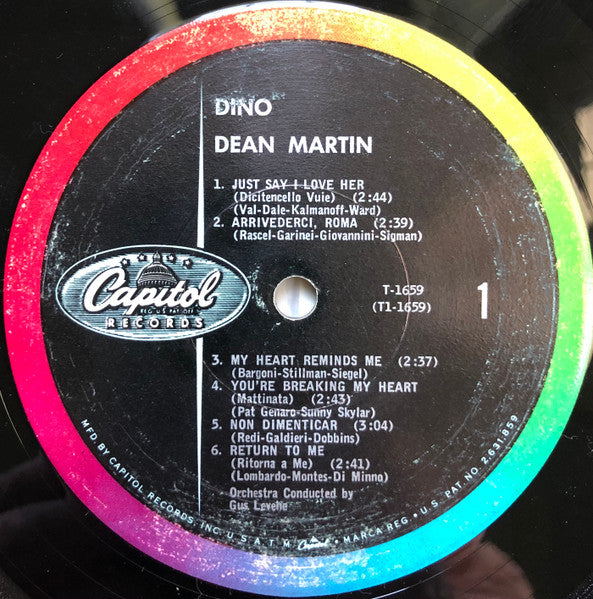Dean Martin : Dino: Italian Love Songs (LP, Album, Mono, Los)