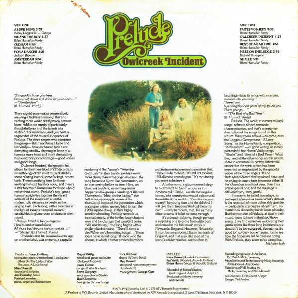 Prelude (3) : Owlcreek Incident (LP, Album)