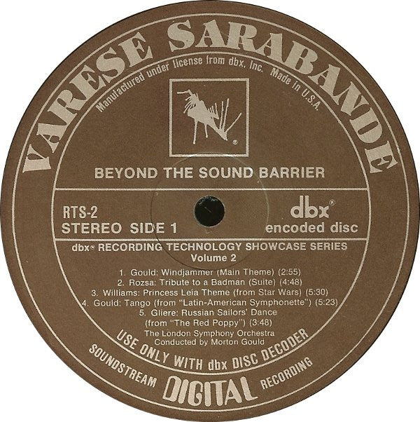 The London Symphony Orchestra* : Beyond The Sound Barrier: The Spectacular Sound Of Digital dbx Discs (LP, Album, Smplr, DBX)