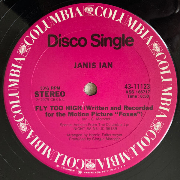 Janis Ian : Fly Too High / Night Rains (12", Single, Promo)