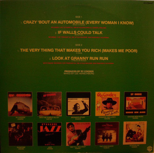 Ry Cooder : Crazy 'Bout An Automobile (Every Woman I Know) (12", Ltd)