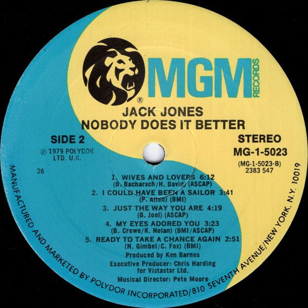 Jack Jones : Nobody Does It Better (LP, Album)