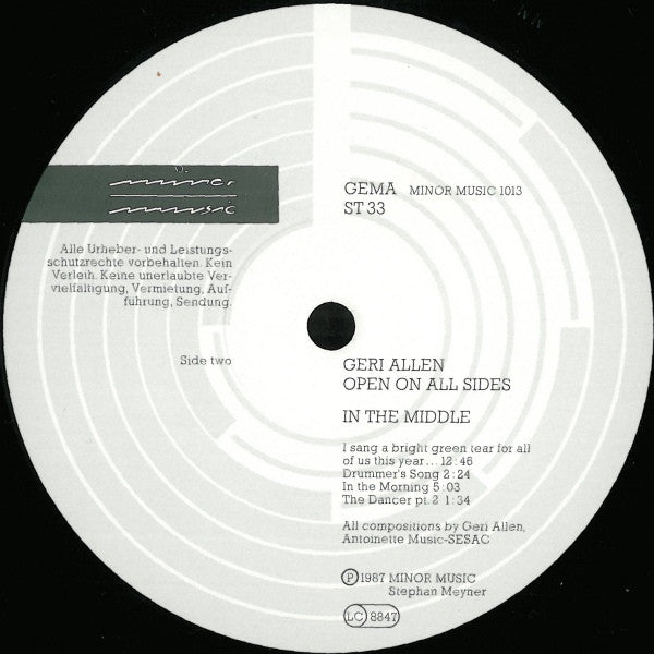 Geri Allen : Open On All Sides In The Middle (LP, Album)