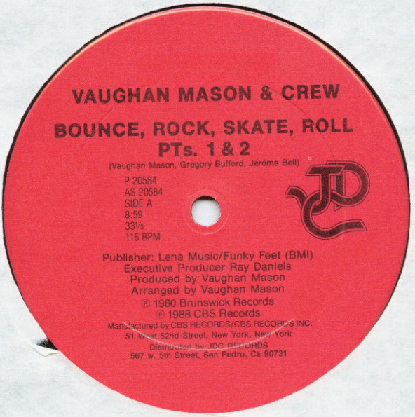 Vaughan Mason & Crew / Young & Company : Bounce, Rock, Skate, Roll / I Like (What You're Doing To Me) (12")