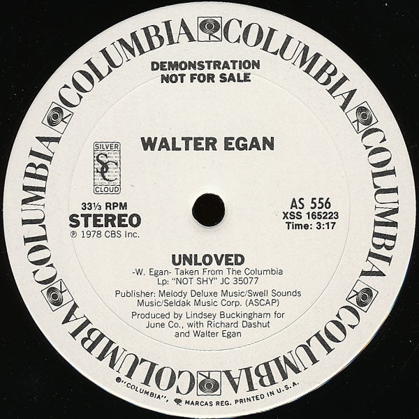 Walter Egan : Unloved (12", Promo)