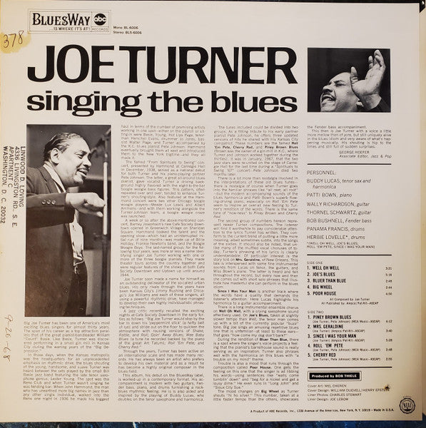 Big Joe Turner : Singing The Blues (LP, Album, Mono)