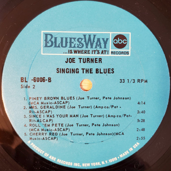 Big Joe Turner : Singing The Blues (LP, Album, Mono)