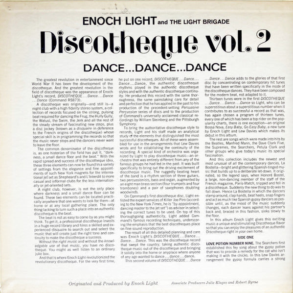 Enoch Light And The Light Brigade : Discotheque Vol. 2: Dance, Dance, Dance (LP, Album)