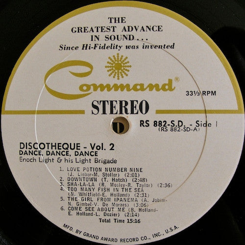Enoch Light And The Light Brigade : Discotheque Vol. 2: Dance, Dance, Dance (LP, Album)