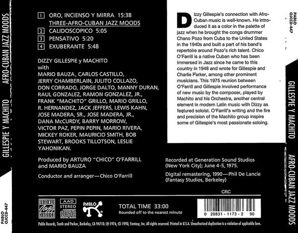 Dizzy Gillespie Y Machito : Afro-Cuban Jazz Moods (CD, Album, Club, RE, RM)