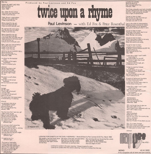 Paul Levinson - With Ed Fox & Peter Rosenthal : Twice Upon A Rhyme (LP, Album, Mono)