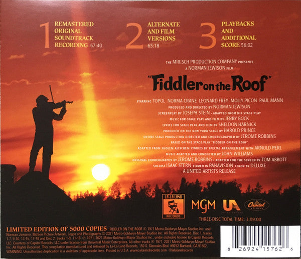 John Williams (4) / Isaac Stern : Fiddler On The Roof (Original Motion Picture Soundtrack) (3xCD, Album, Ltd, RE, RM, 50t)