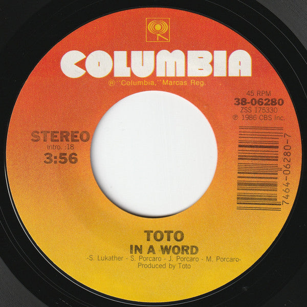Toto : I'll Be Over You (7", Single, Car)