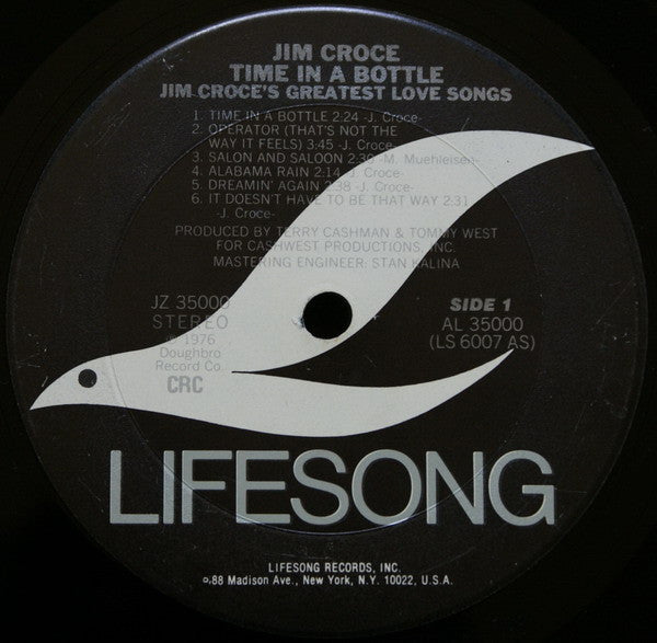 Jim Croce : Time In A Bottle Jim Croce's Greatest Love Songs (LP, Comp, Club, RE, Pit)