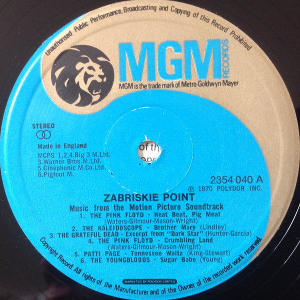Various : Zabriskie Point (Music From The Motion Picture Sound Track) (LP, Comp, RE)