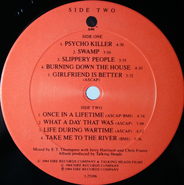 Talking Heads : Stop Making Sense (LP, Album, Club)
