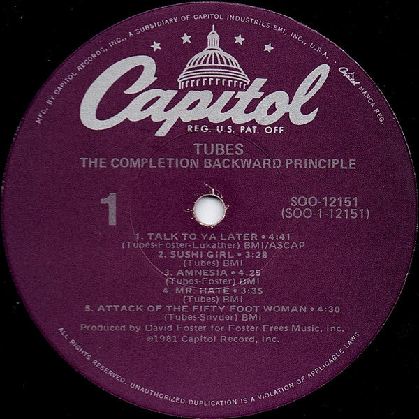 The Tubes : The Completion Backward Principle (LP, Album, Jac)
