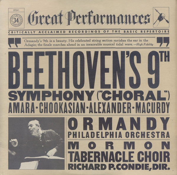 Beethoven*, Amara*, Chookasian*, Alexander*, Macurdy*, Ormandy*, Philadelphia Orchestra*, Mormon Tabernacle Choir, Richard P.Condie* : Beethoven's 9th Symphony ("Choral") (LP, RE)