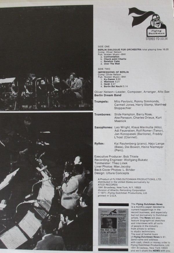 Oliver Nelson And The "Berlin Dreamband" : Berlin Dialogue For Orchestra (LP, Album, Gat)