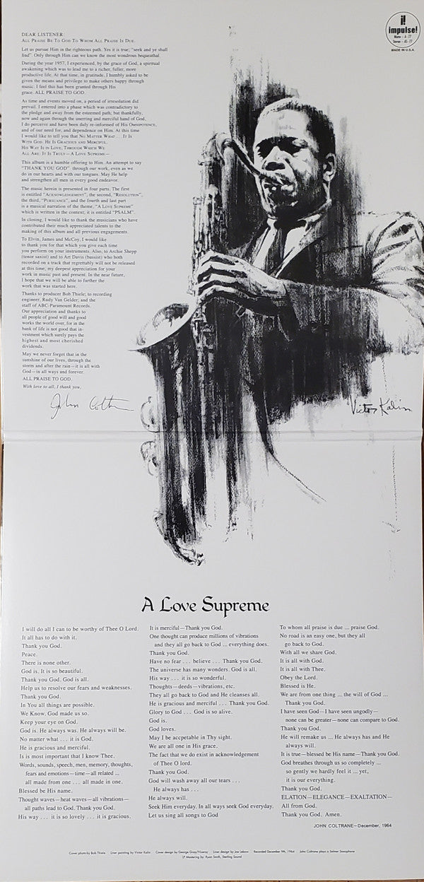 John Coltrane : A Love Supreme (LP, Album, RE, RM, Ora)