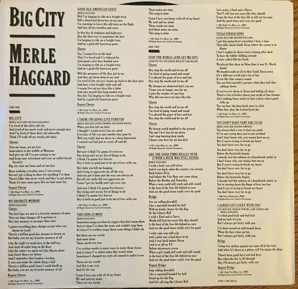 Merle Haggard : Big City (LP, Album, Ter)