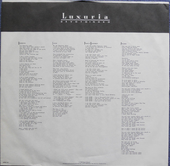Luxuria : Unanswerable Lust (LP, Album)