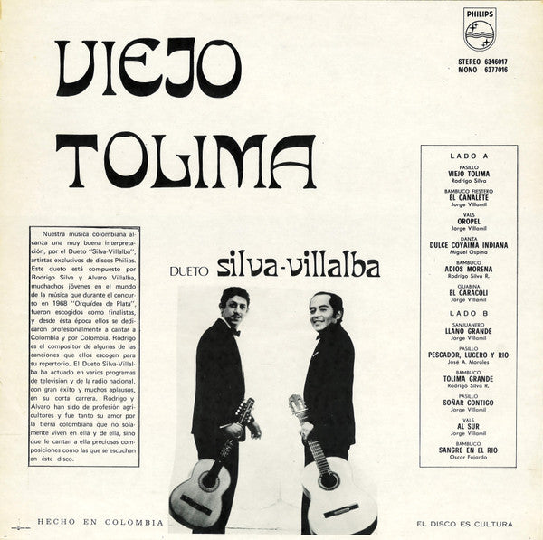 Silva Y Villalba : Viejo Tolima (LP, Album, RE)