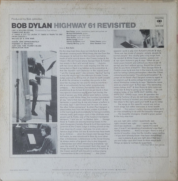 Bob Dylan : Highway 61 Revisited (LP, Album, RE)