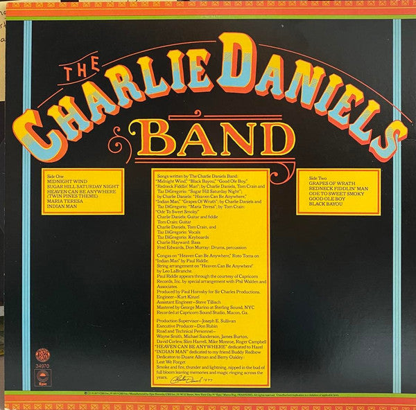 The Charlie Daniels Band : Midnight Wind (LP, Album, RP, Pit)