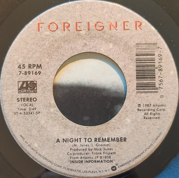 Foreigner : Say You Will (7", Single)