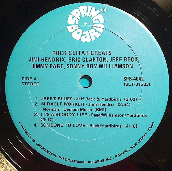 Jimi Hendrix  /  Eric Clapton  /  Jeff Beck  /  Jimmy Page  /  Sonny Boy Williamson (2) : Rock Guitar Greats (LP, Comp)