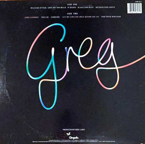 Greg Lake : Greg Lake (LP, Album, San)