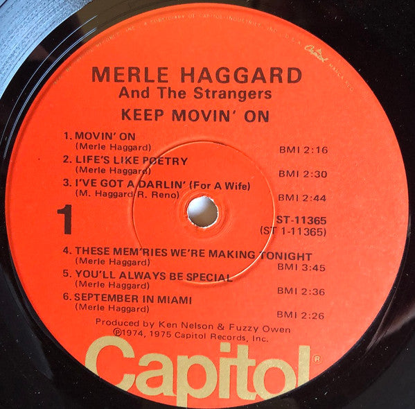 Merle Haggard And The Strangers (5) : Keep Movin' On (LP, Album, Win)