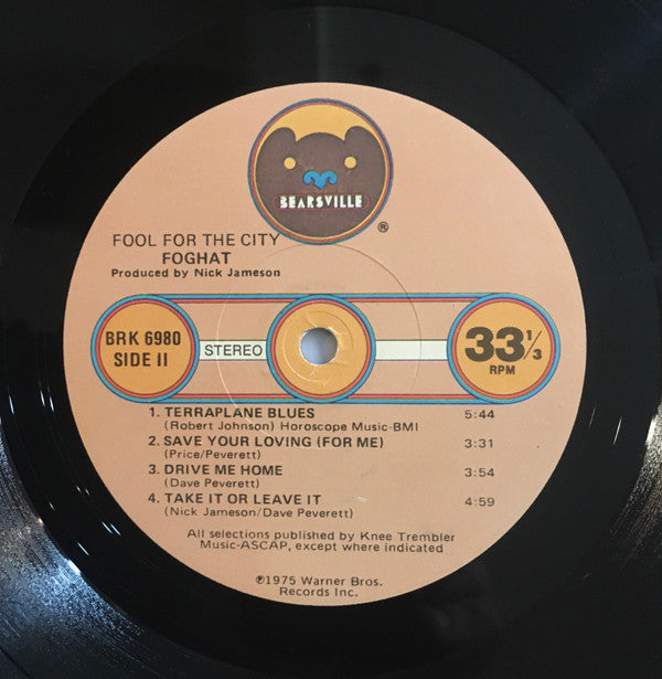 Foghat : Fool For The City (LP, Album, RE, Jac)