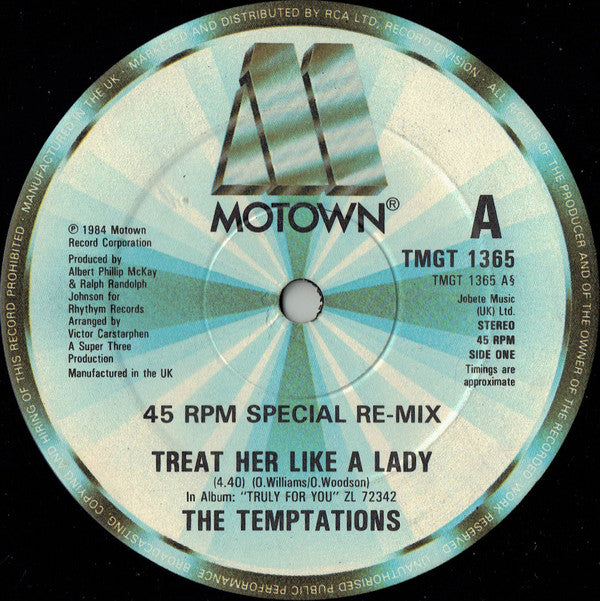 The Temptations : Treat Her Like A Lady (Extended Version) (12", Single)