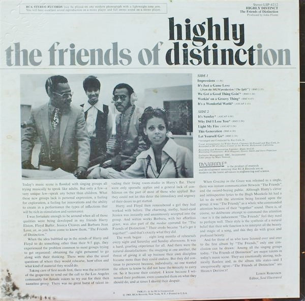 The Friends Of Distinction : Highly Distinct (LP, Album)