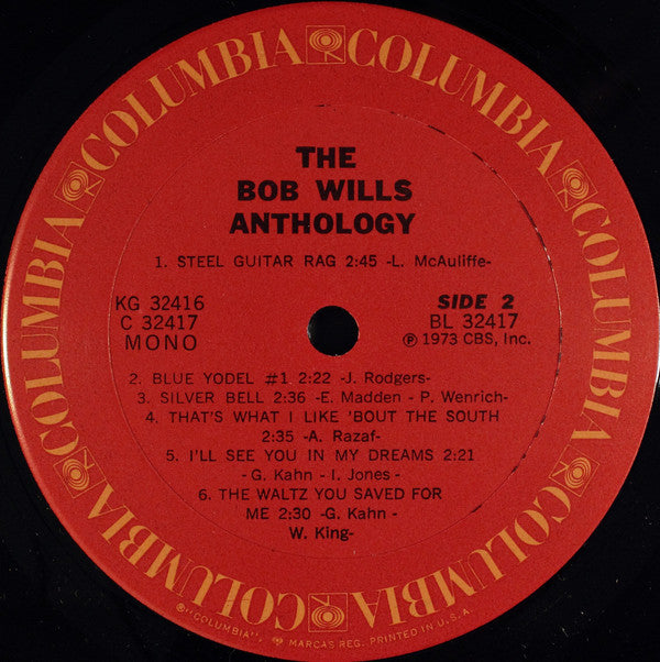 Bob Wills & His Texas Playboys : The Bob Wills Anthology (2xLP, Album, Comp, Mono, Ter)