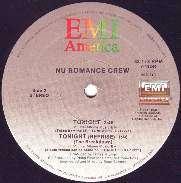 Nu Romance Crew : Tonight (12")