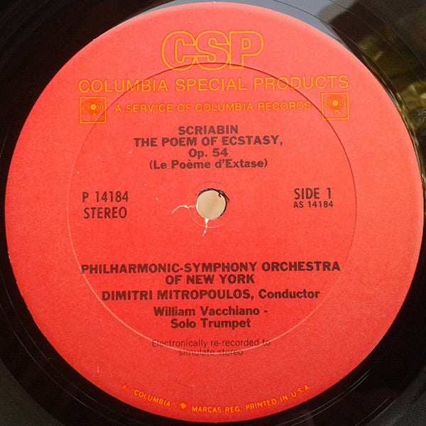 Scriabin*, Philharmonic-Symphony Orchestra Of New York, Dimitri Mitropoulos : The Poem Of Ecstasy / The Poem Of Fire (LP, Fak)