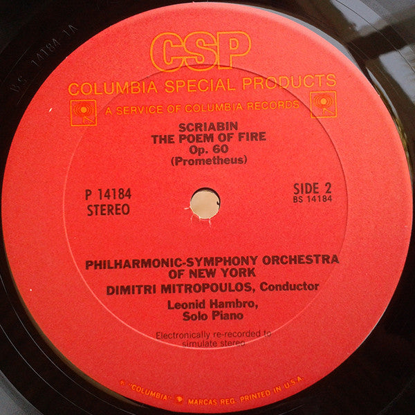 Scriabin*, Philharmonic-Symphony Orchestra Of New York, Dimitri Mitropoulos : The Poem Of Ecstasy / The Poem Of Fire (LP, Fak)