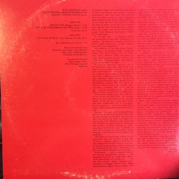 Tete Montoliu Trio : Tête À Tete (LP, Album)