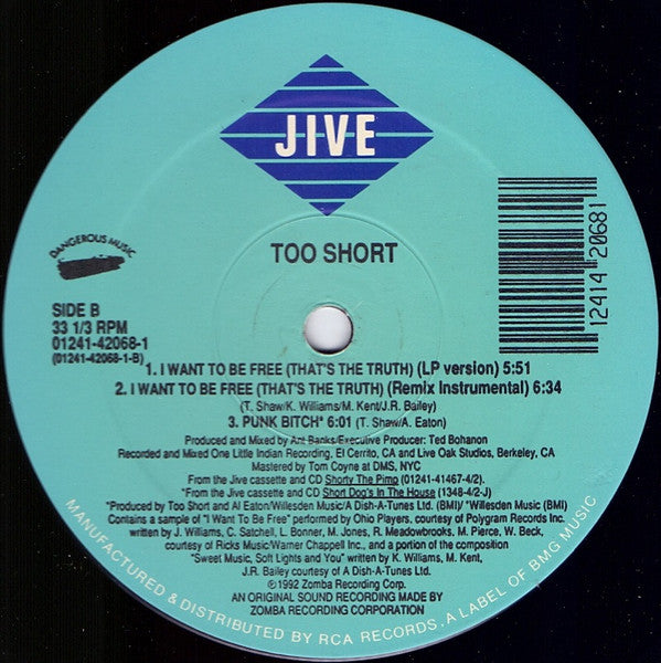 Too Short : I Want To Be Free (That's The Truth) (12")