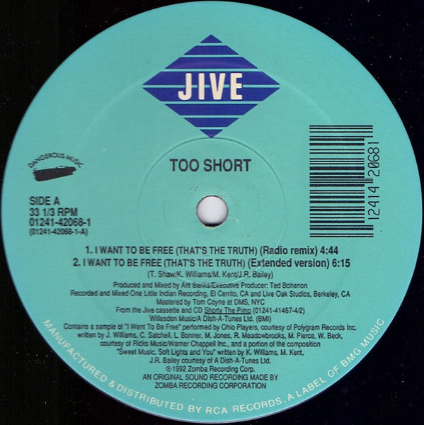 Too Short : I Want To Be Free (That's The Truth) (12")