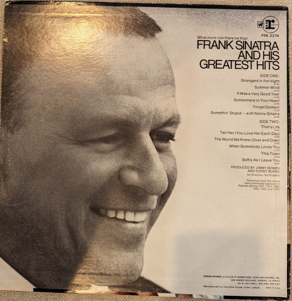 Frank Sinatra : Frank Sinatra's Greatest Hits (LP, Comp, Club, RE, Col)