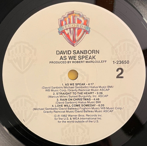 David Sanborn : As We Speak (LP, Album, RE, Spe)